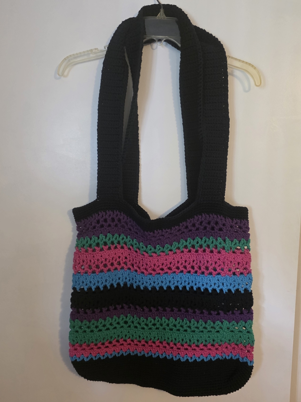 Vibrant Hand Crochet Shoulder Bag Boho Crossbody Festival Bag Oversized